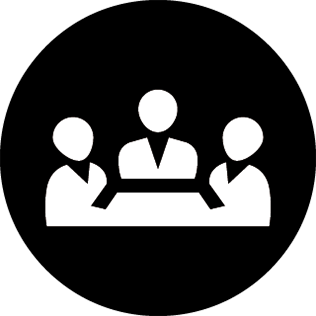 icon circle 3 figures at table