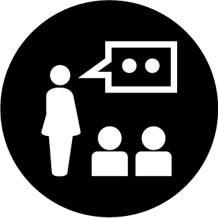 icon circle figure speaking to students